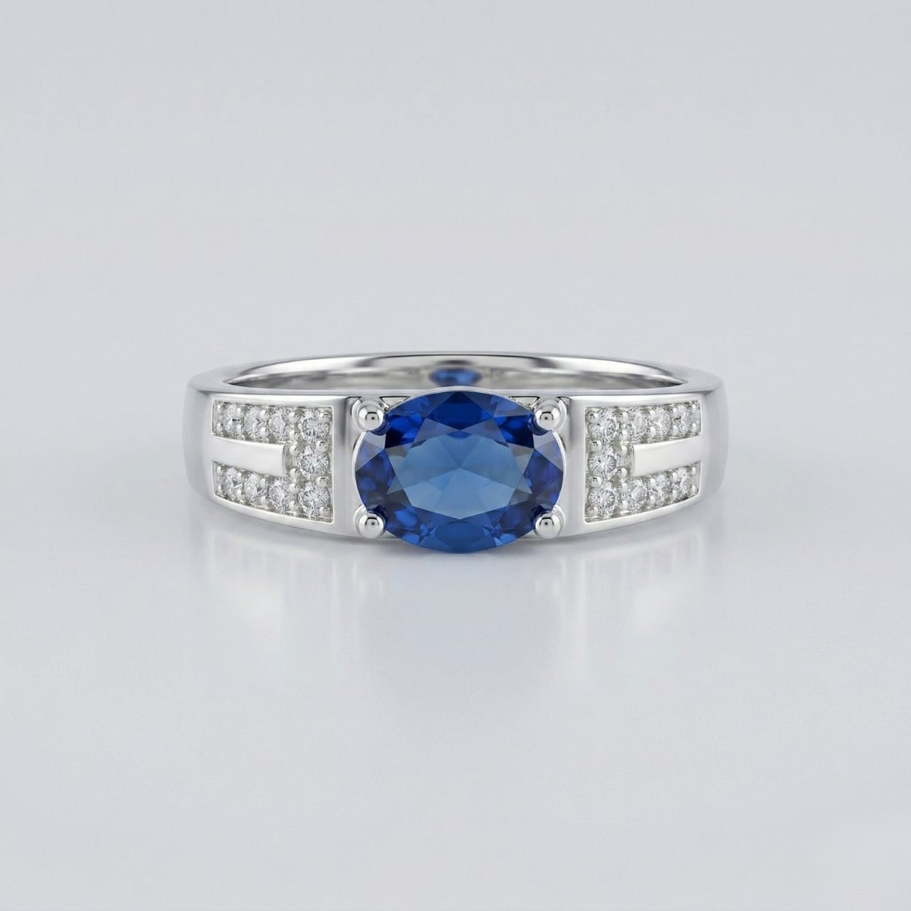 Silver Blue Crystal Women Ring
