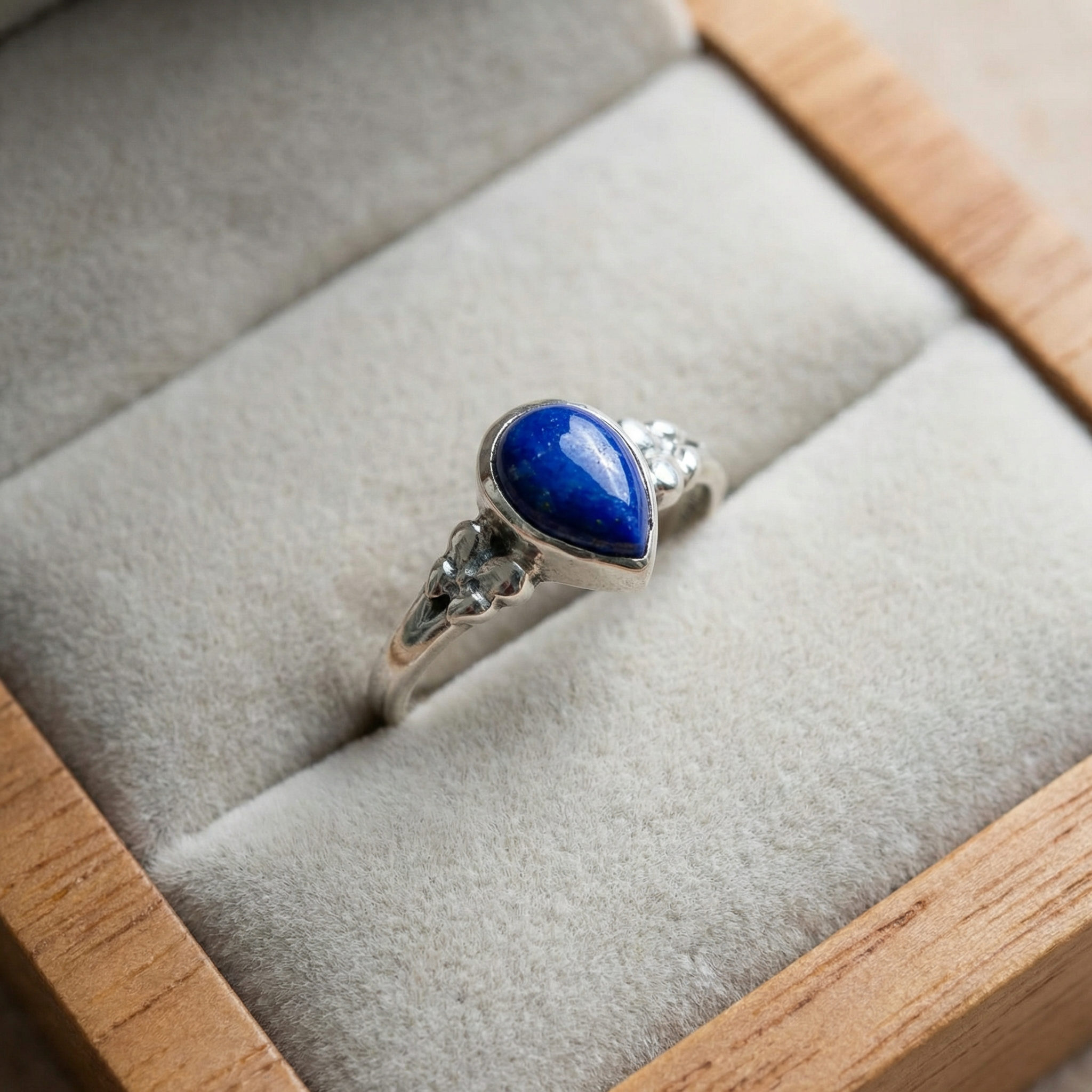 Silver Lapis Lazuli Stone Women Ring