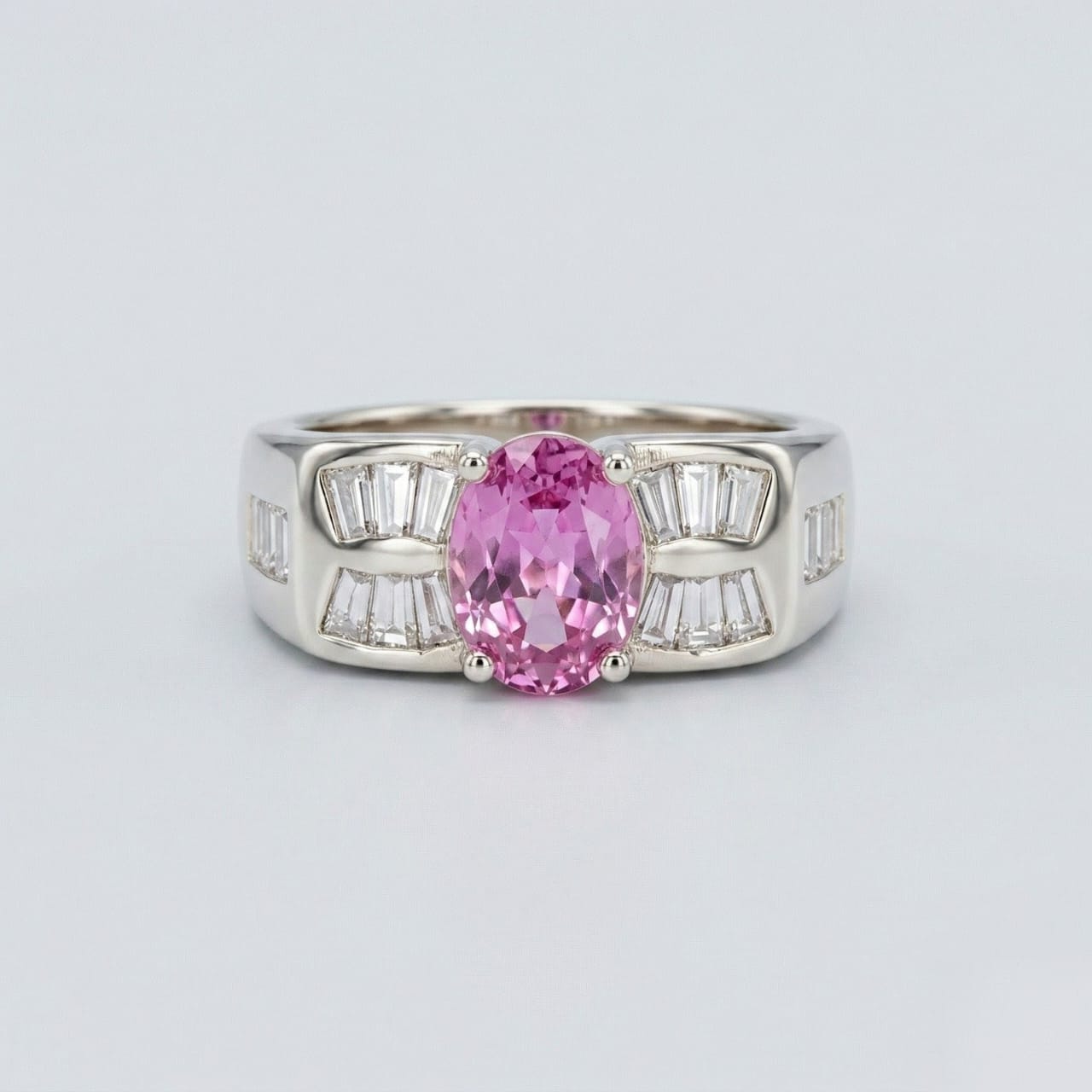 Silver Pink Zircon Men Ring