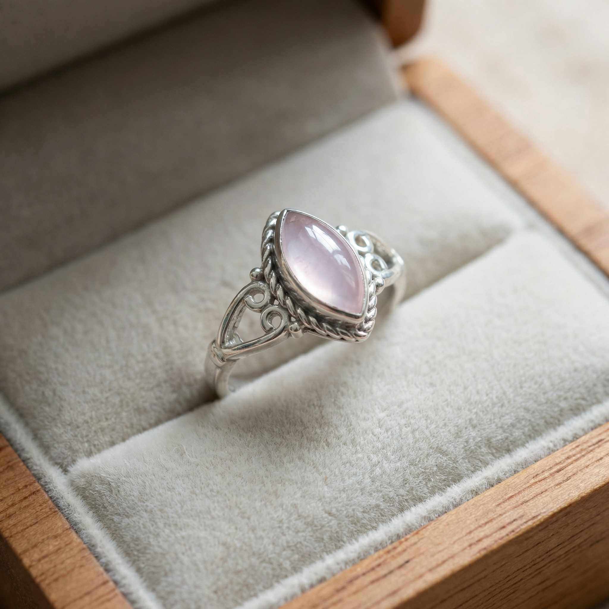 Silver Moon Stone Woman Ring