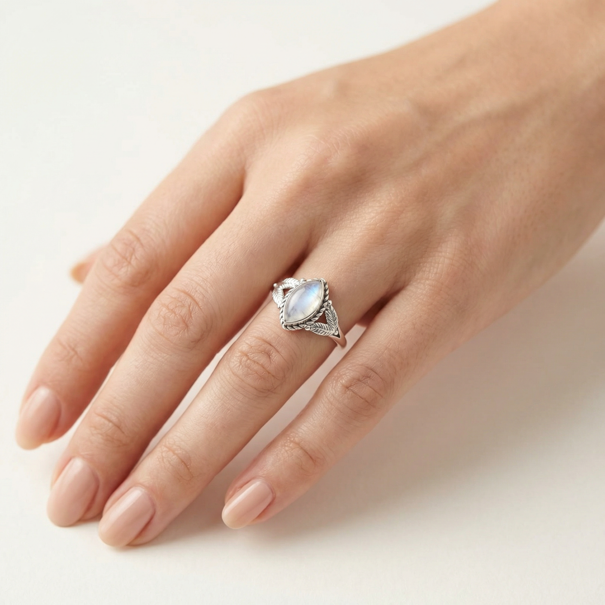 Silver 925 Moon Stone Women Ring