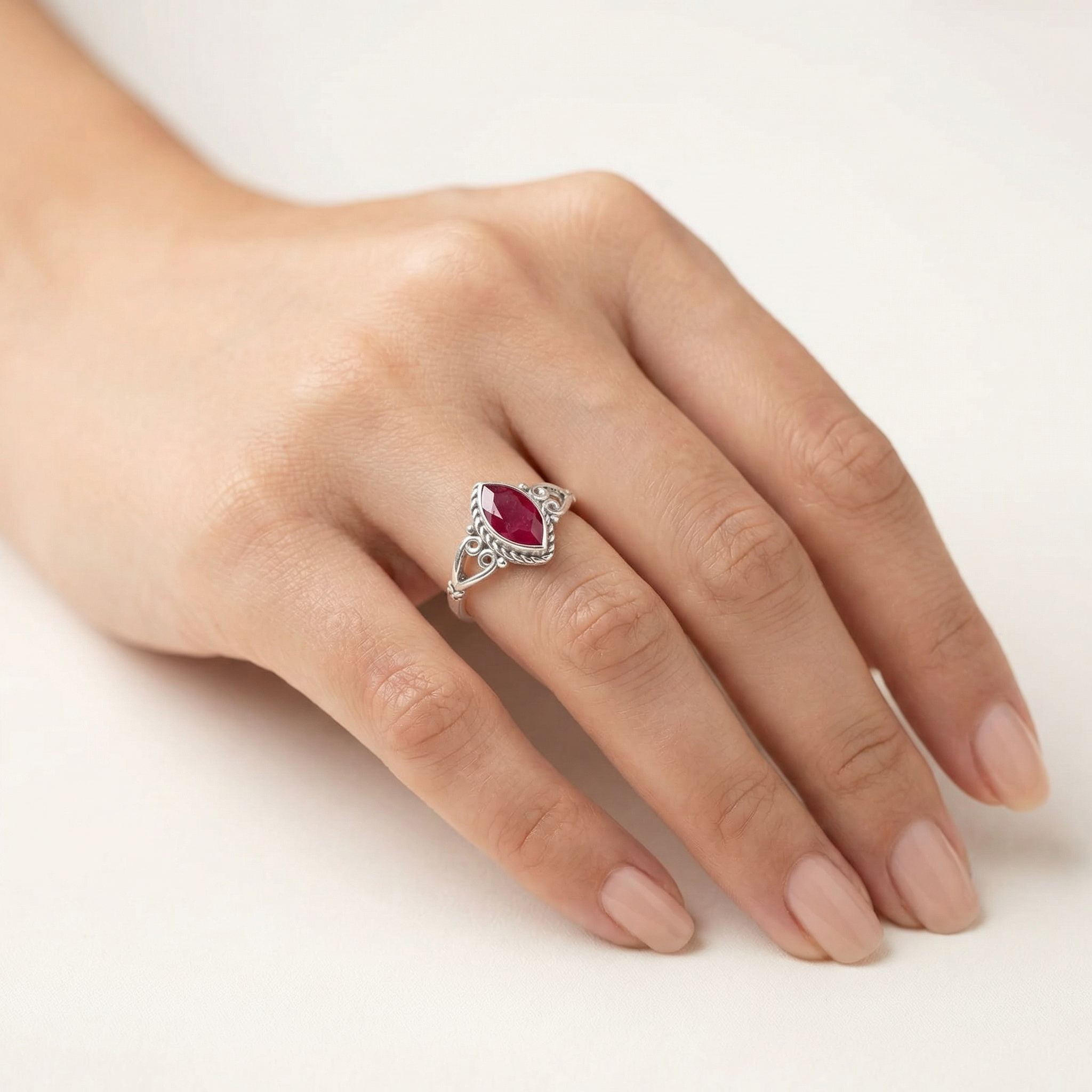 Silver 925 Ruby Stone Women Ring