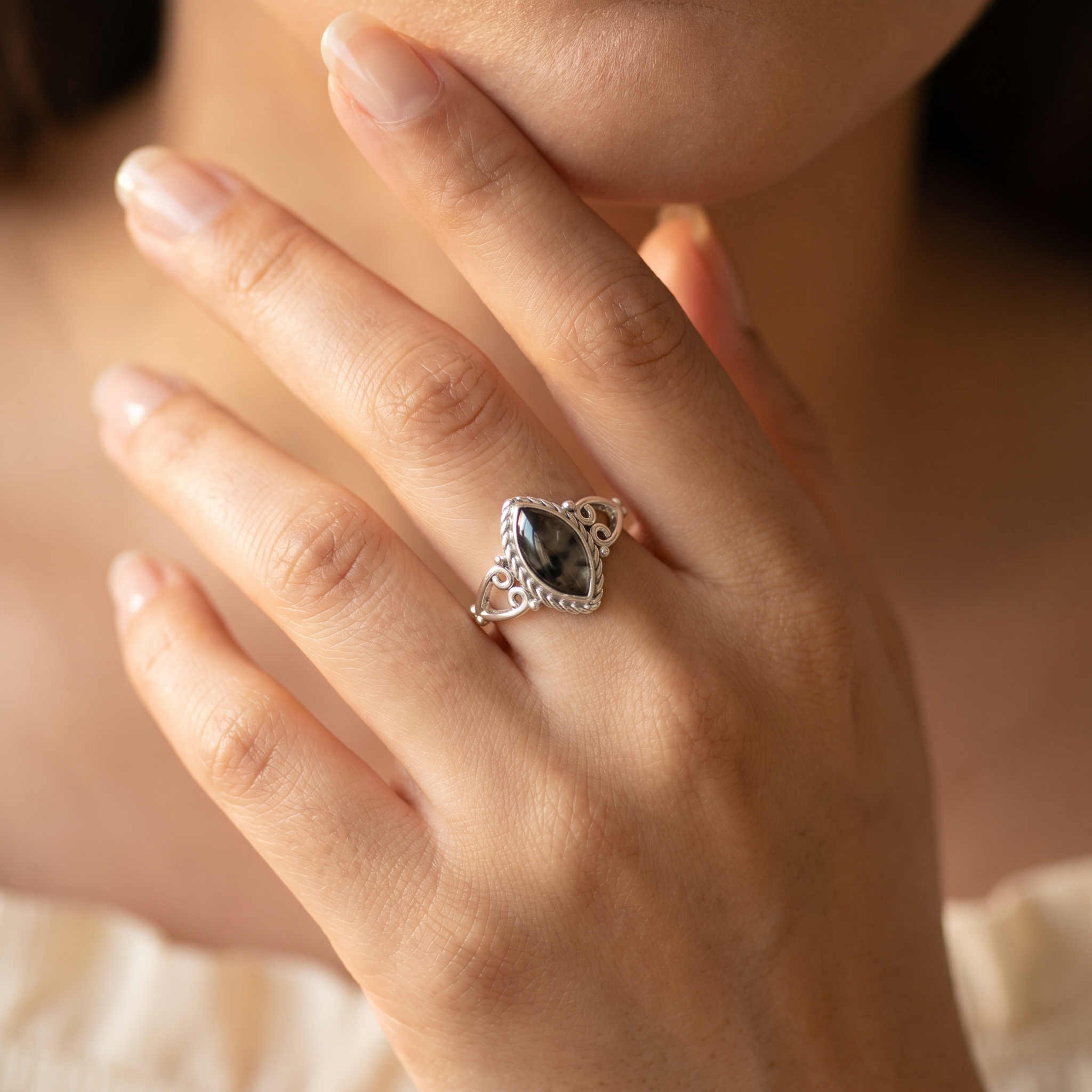Silver Labradorite Women Ring