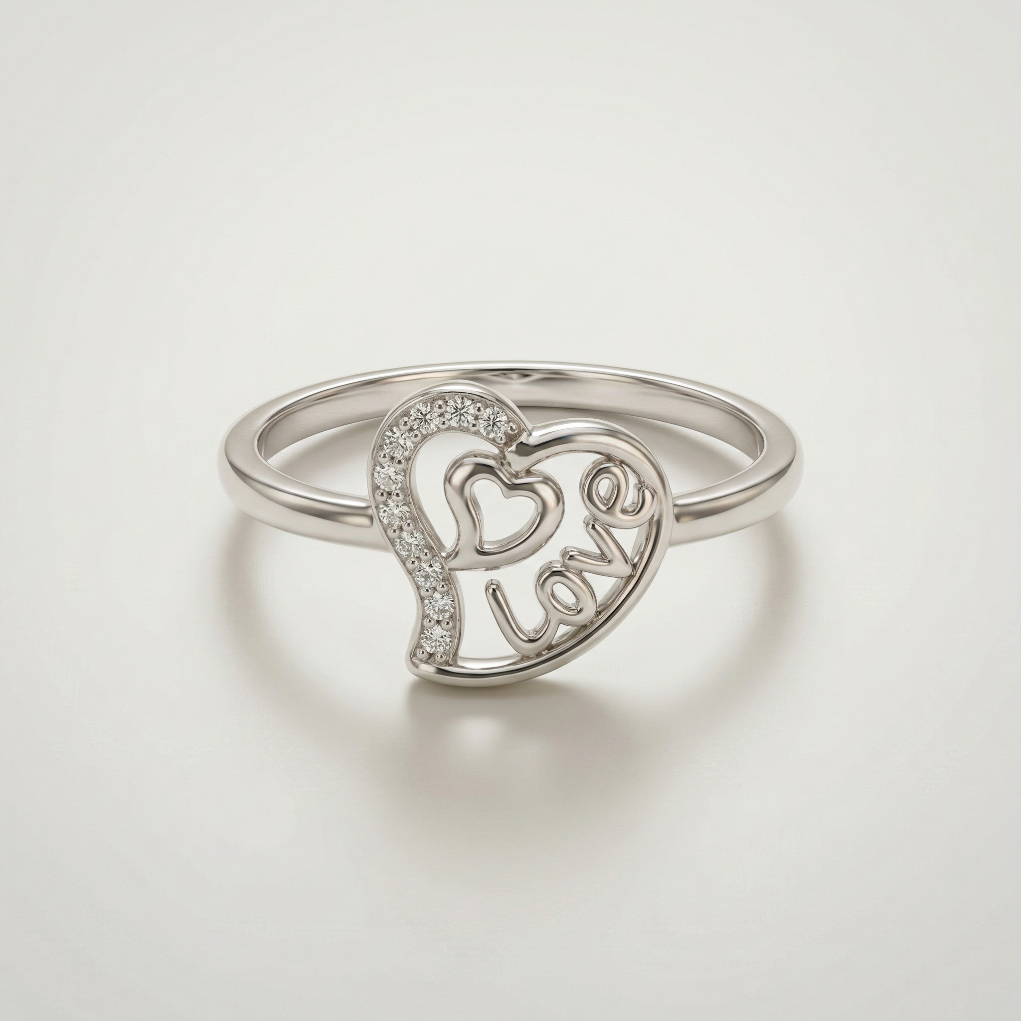 Silver Heart Love Ring Woman Ring