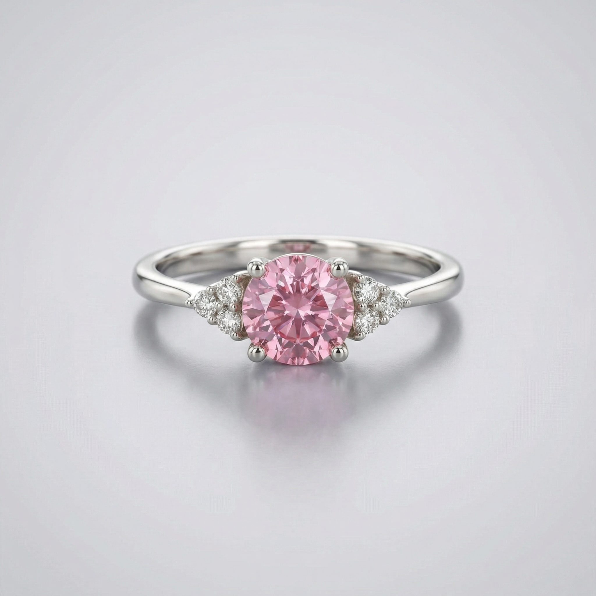 Silver Pink Zircon Women Ring