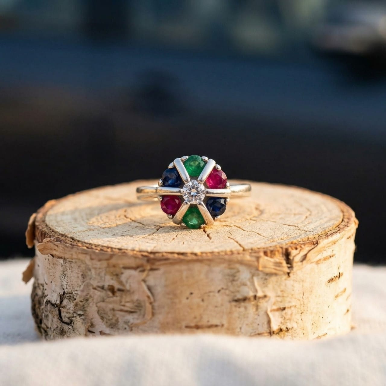 Silver Multi Zircon Women Ring
