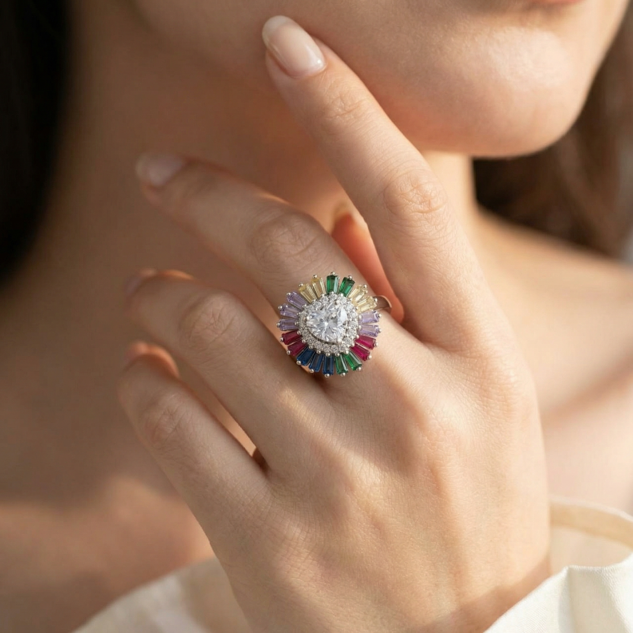 Silver Crystal Women Ring