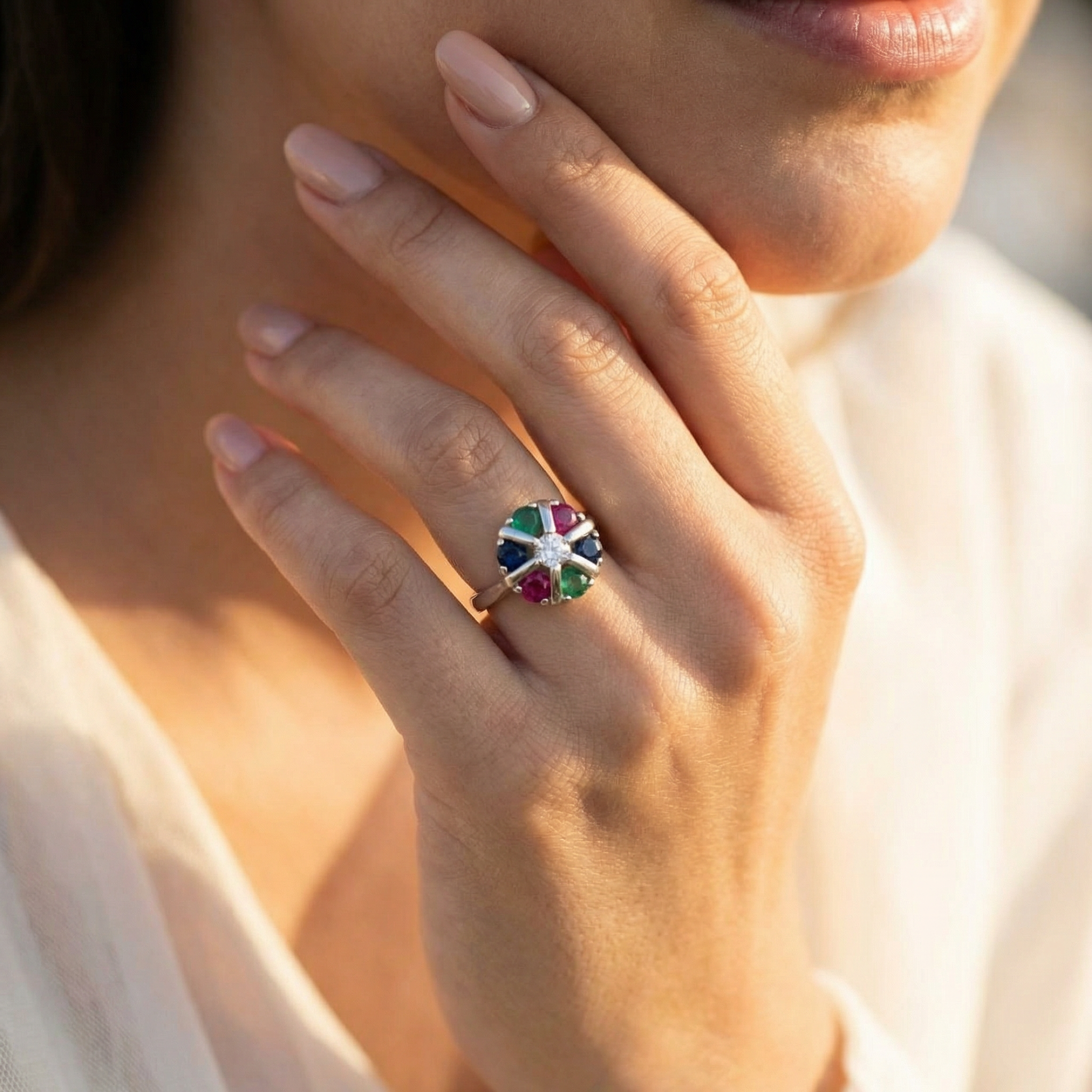 Silver  Multi  Zircon Women Ring