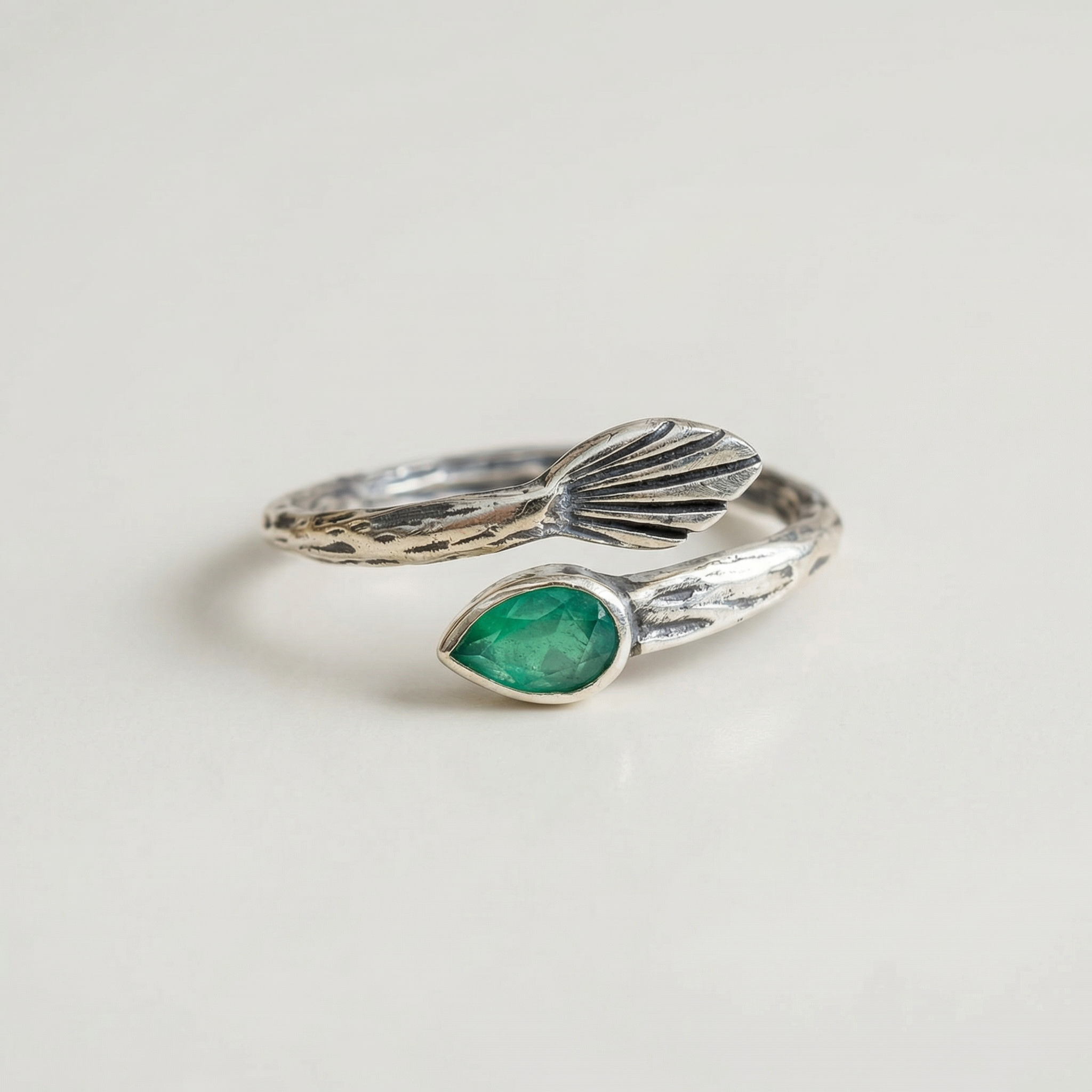 Silver Green Crystal Women Ring