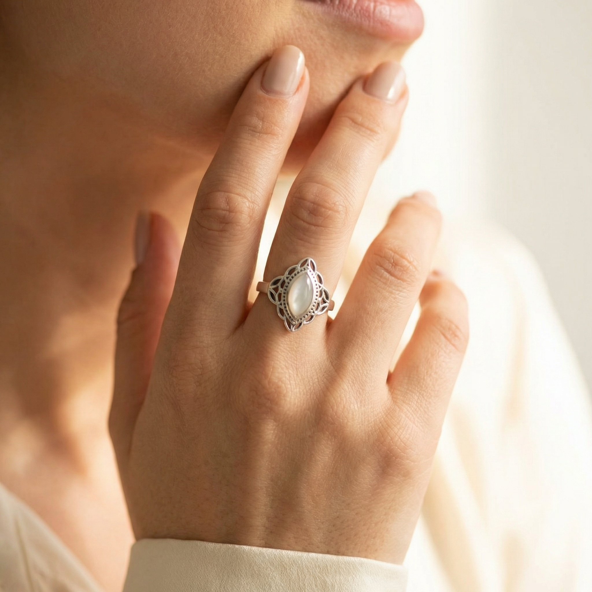 Silver white Crystal Women Ring