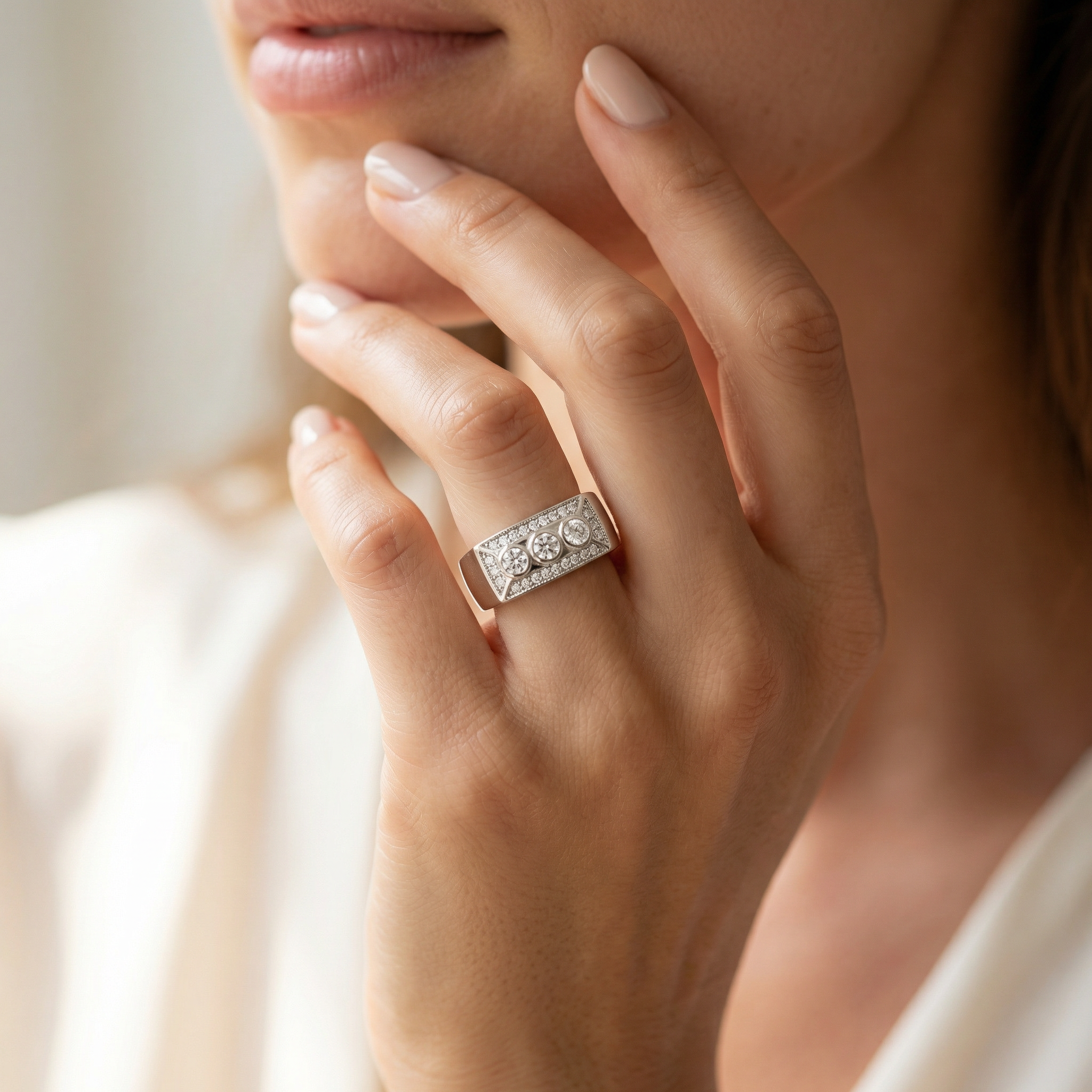 Silver Crystal Women Ring