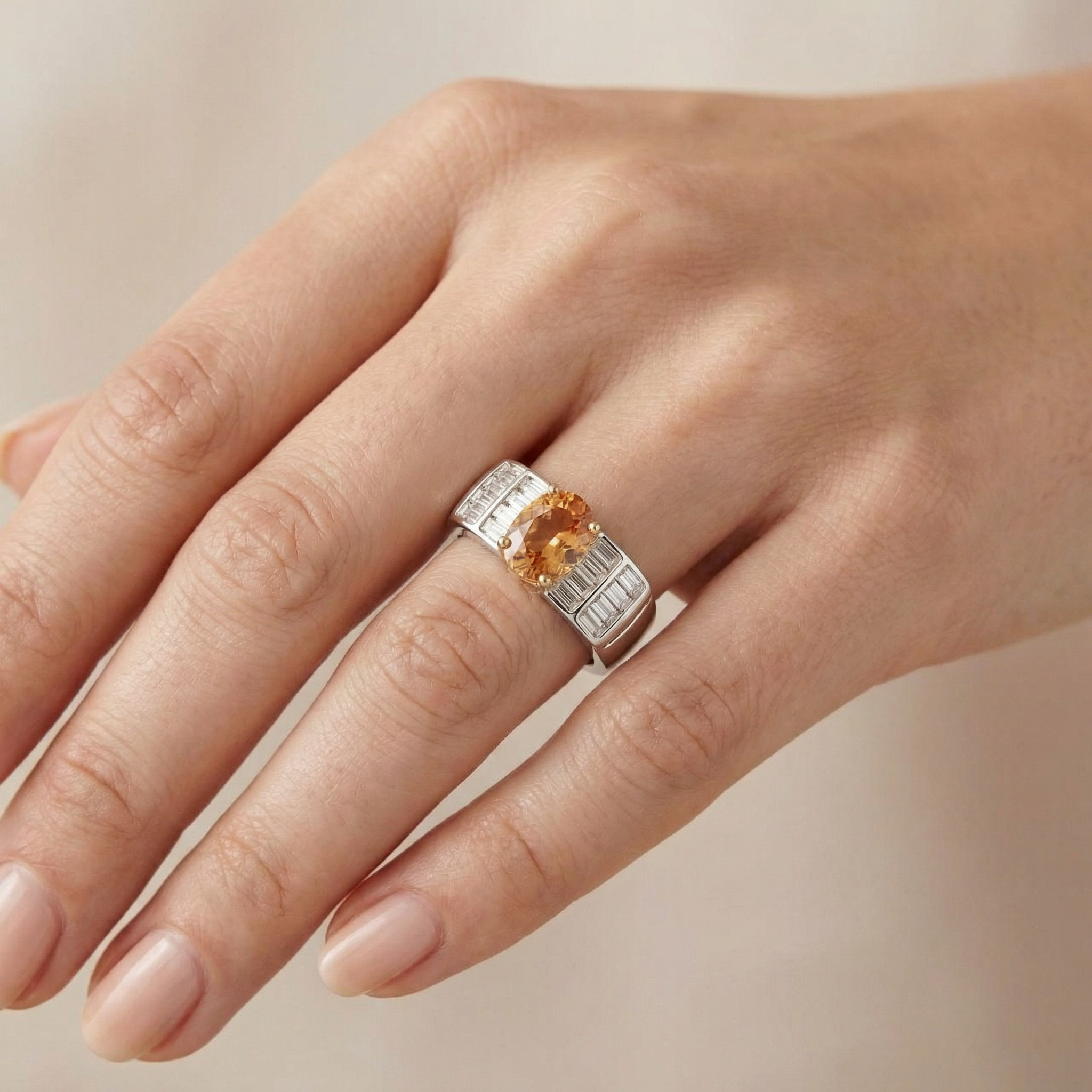 Silver  Zircon  Women Ring/ Man