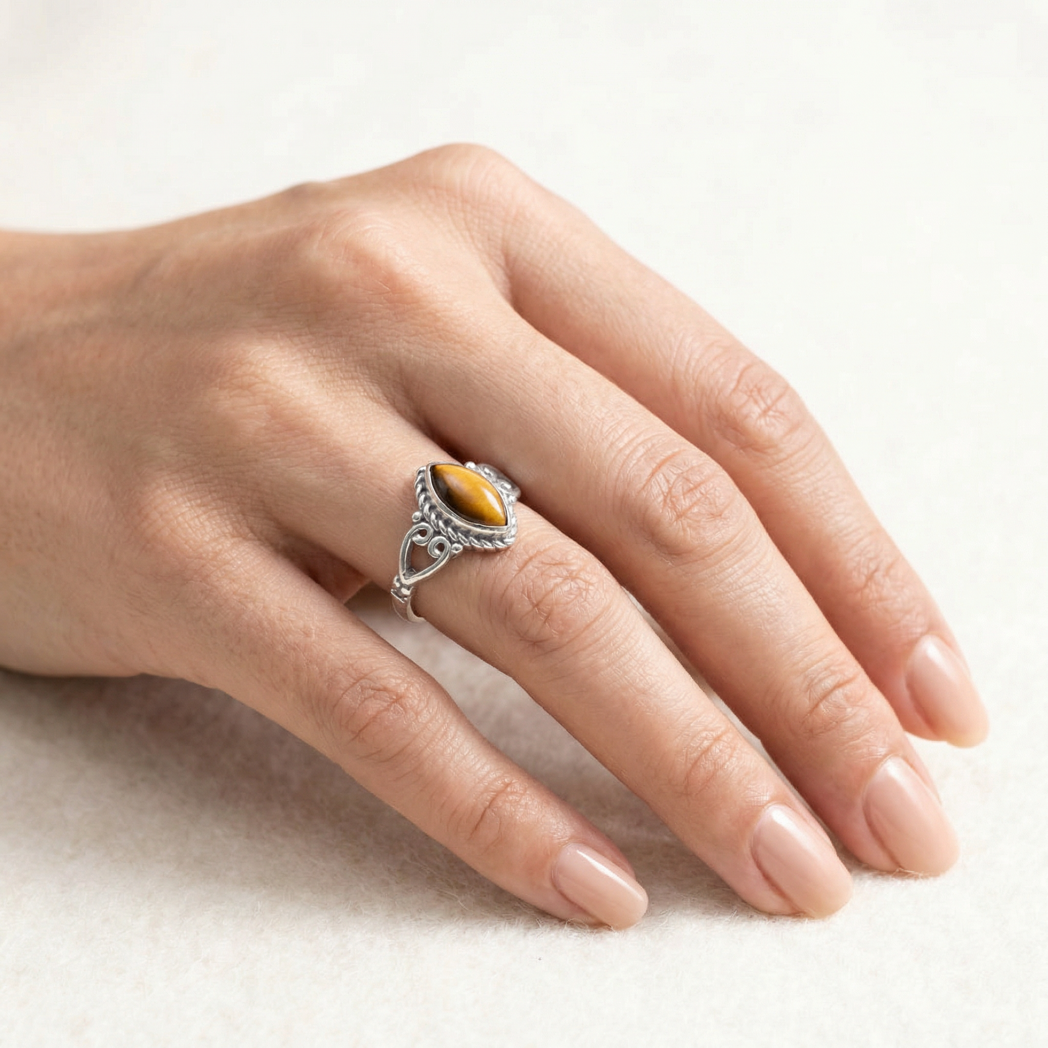Silver  Tiger I Stone Women Ring
