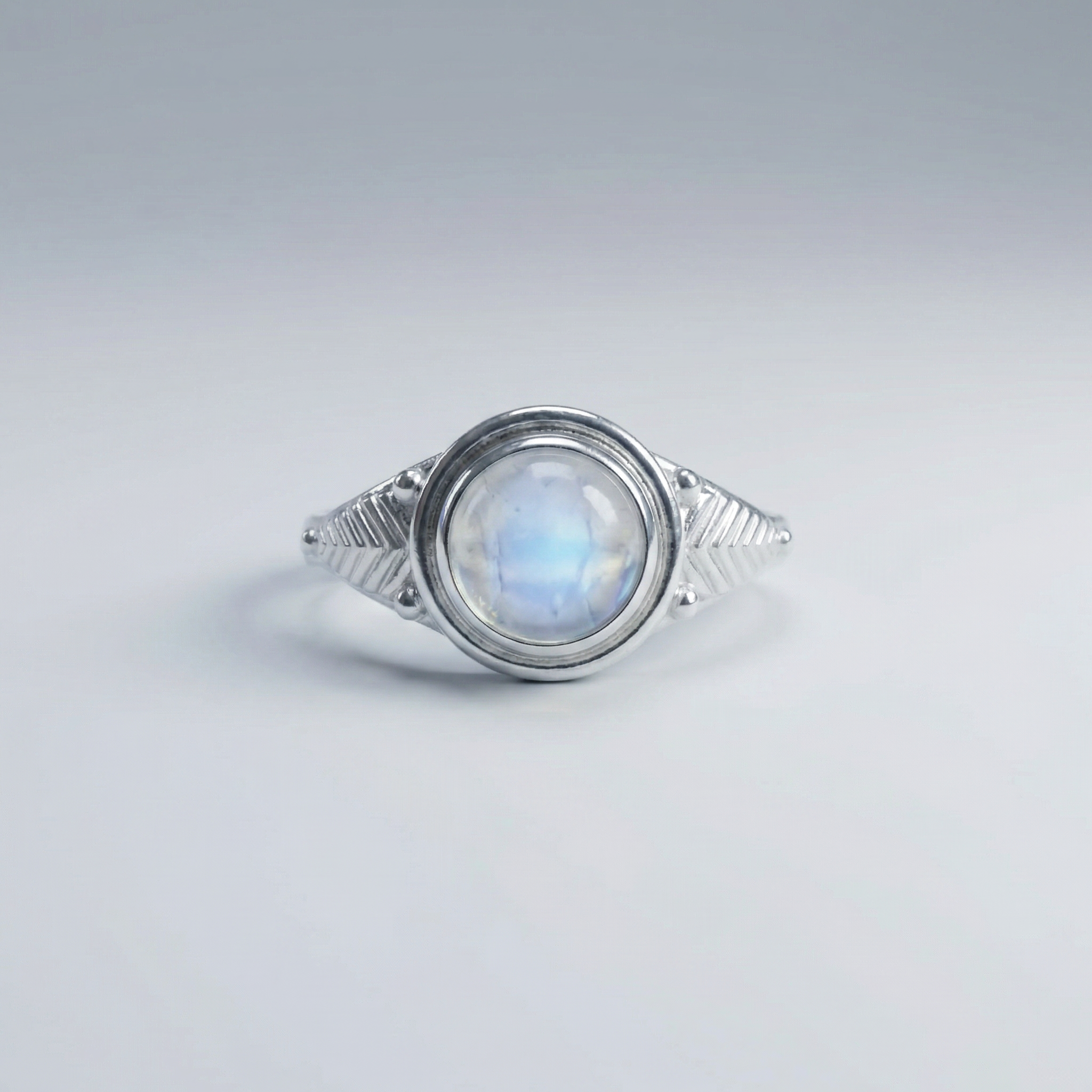 Silver  Moon Stone  Women Ring