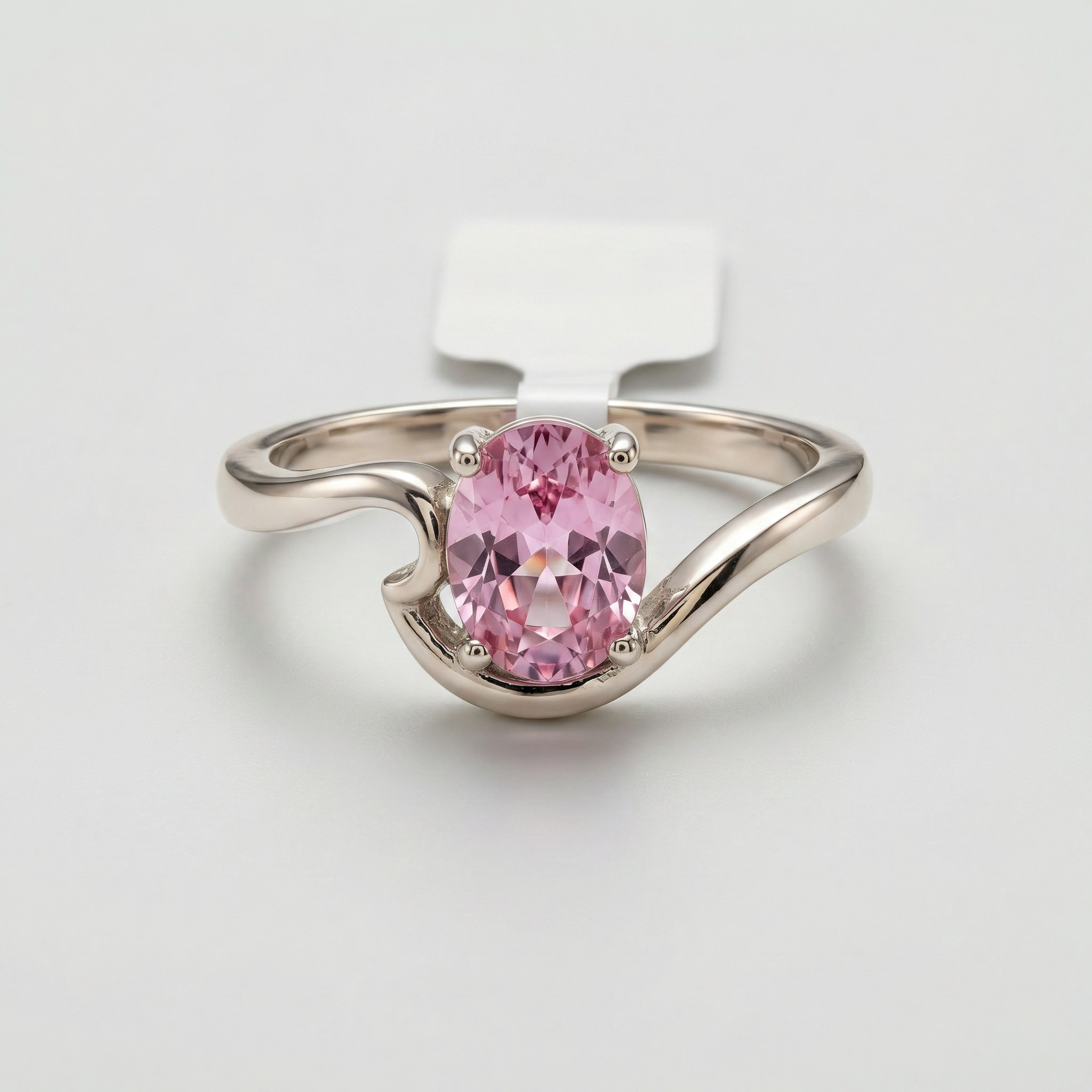 Silver   Pink Crystal Women Ring