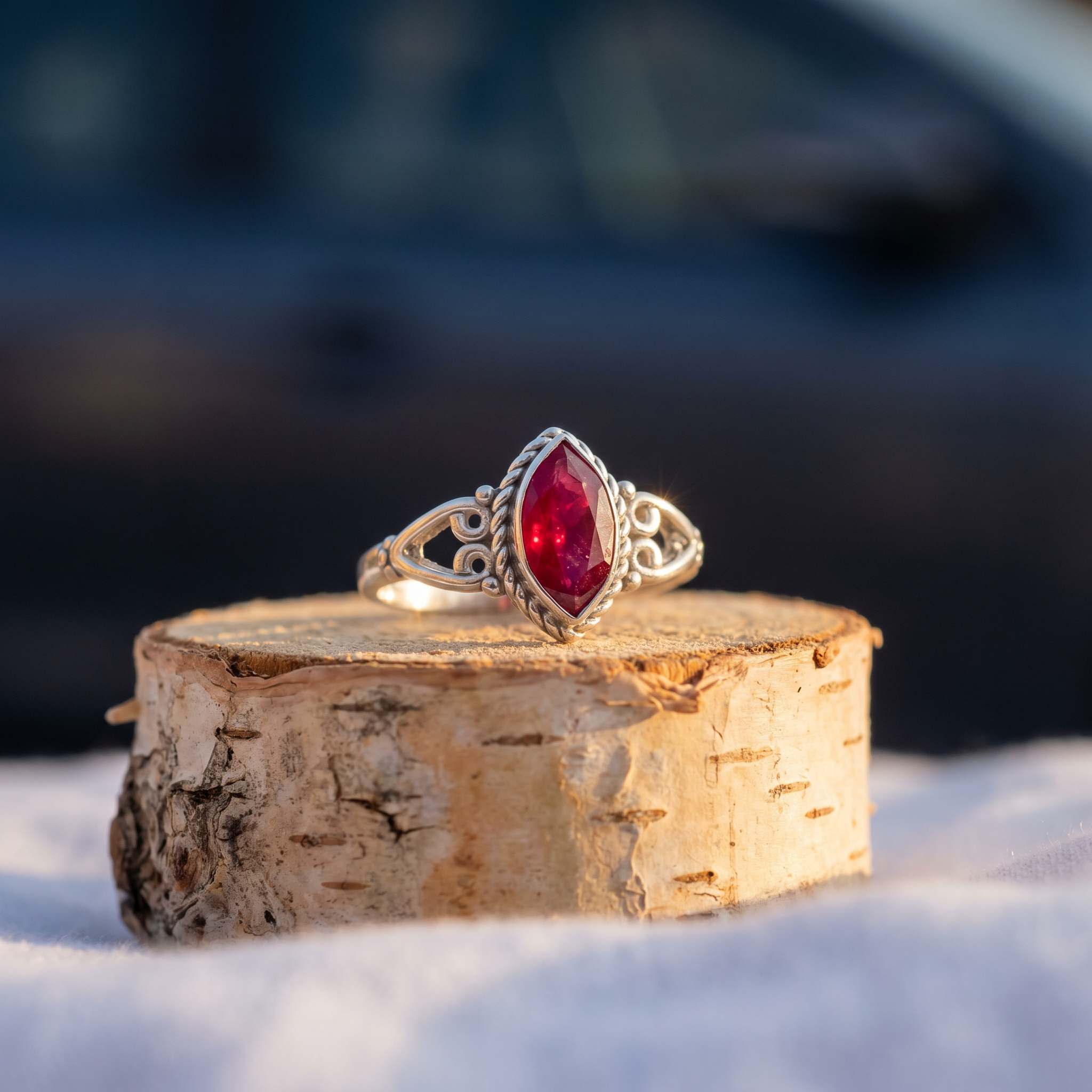 Silver 925 Ruby Stone Women Ring