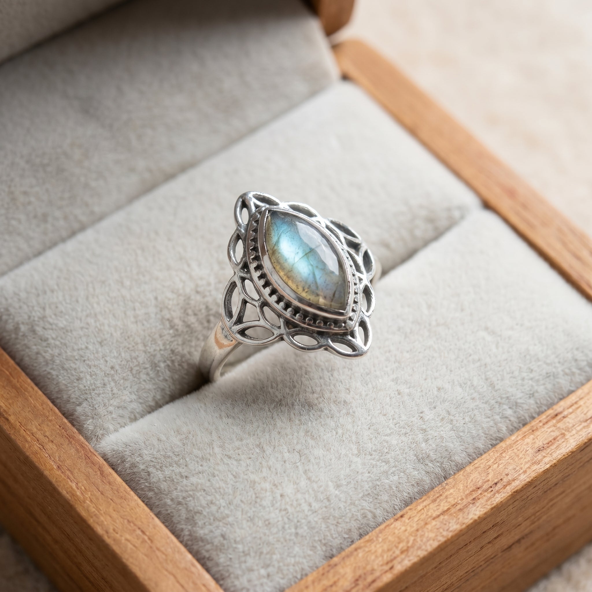 Silver  Labradorite Women Ring