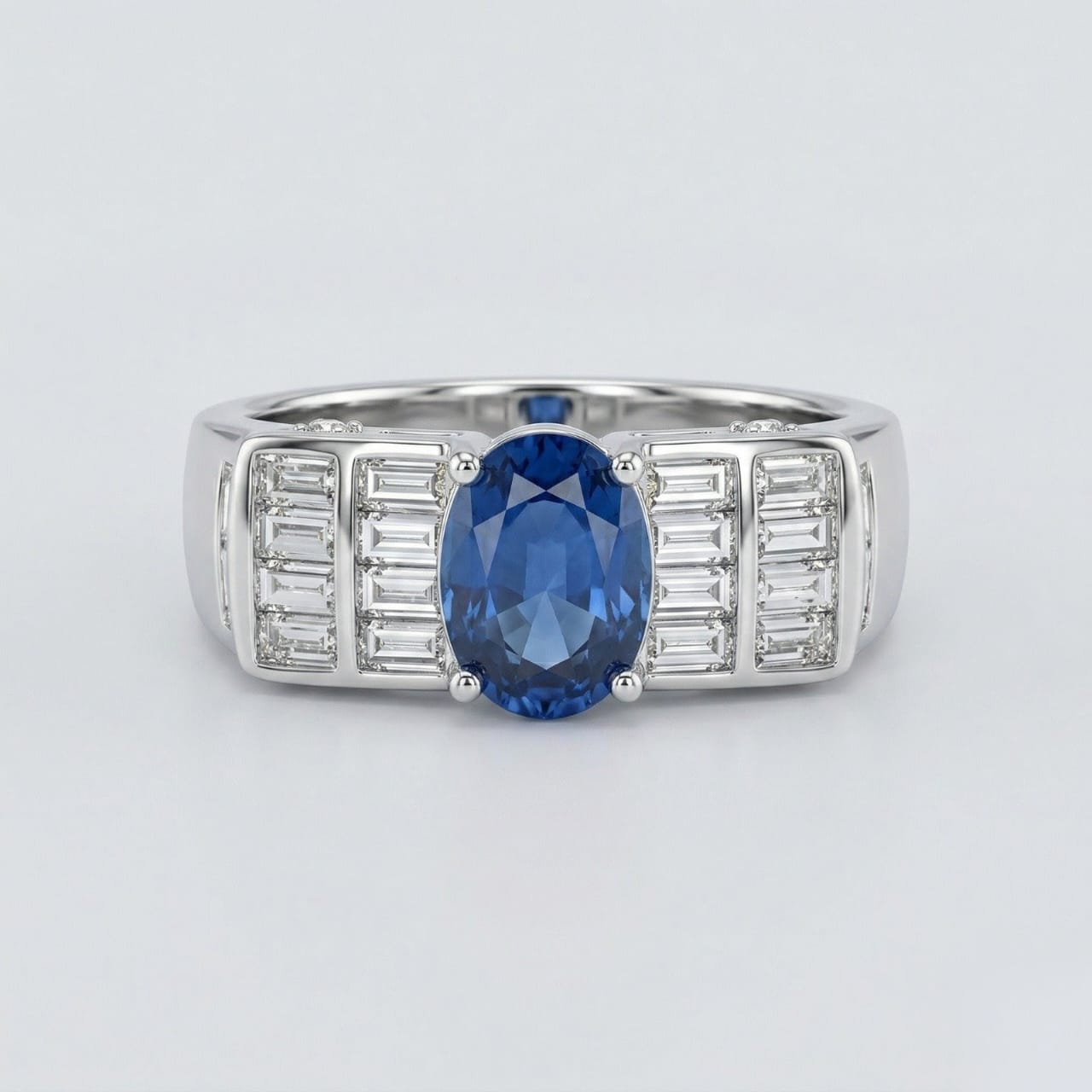 Silver Blue Crystal Women Ring