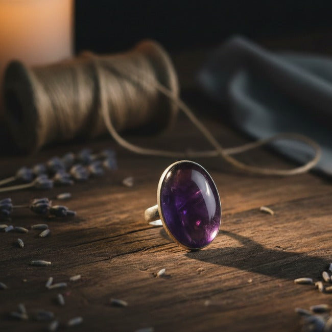 Amethyst Stone Silver Ring for Women