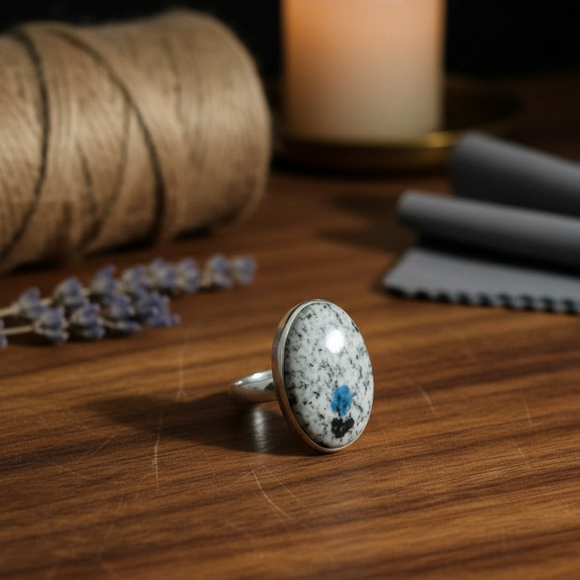 White Jasper Silver Ring for Women